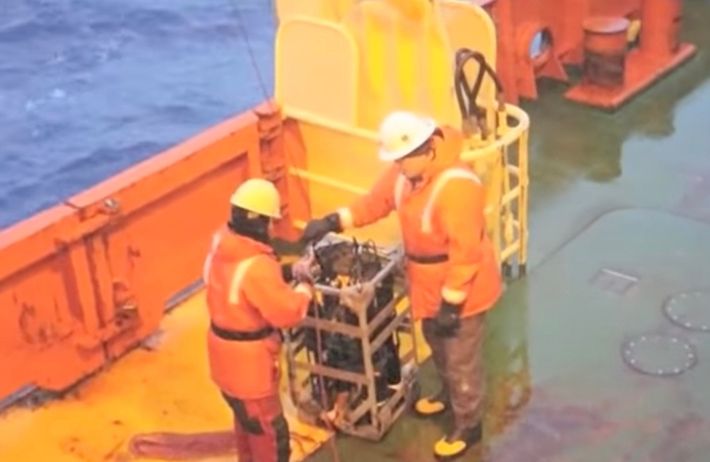 Photo of IOP being deployed into sea 