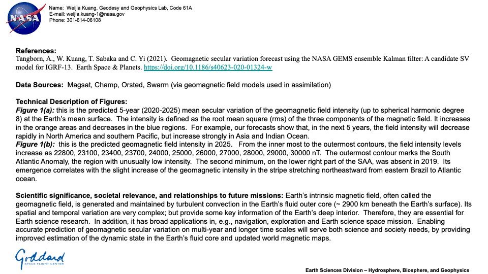 Prediction of Geomagnetic Secular Variation (SV) using GSFC Geomagnetic Ensemble Modelling System (GEMS) 