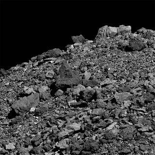 close-up image of rocks on an asteroid's surface