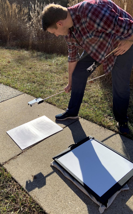 Jesse Barber with STELLA measuring calibration panels