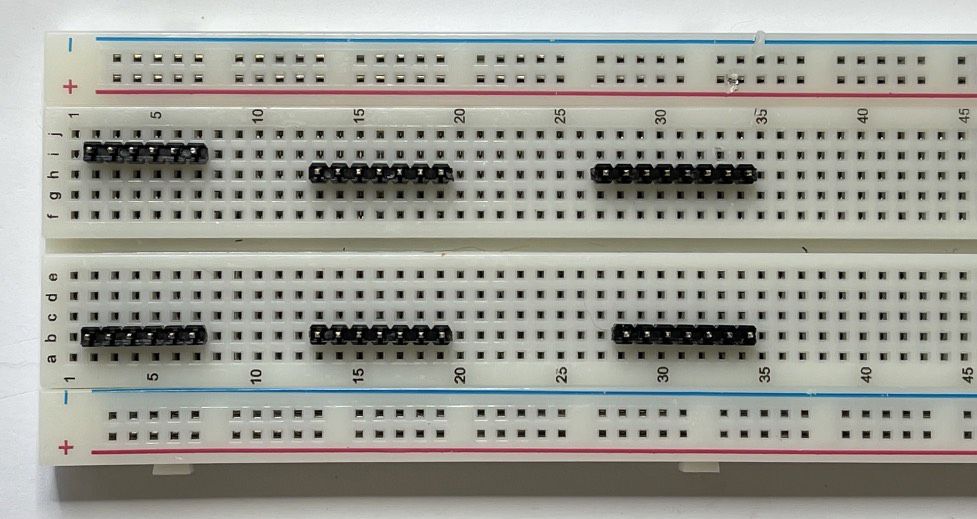 Headers on breadboard